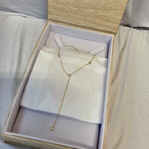 BABY GOLD~ Diamond Lariat Neclace~New ~!! Genuine, 14K/ .40CT